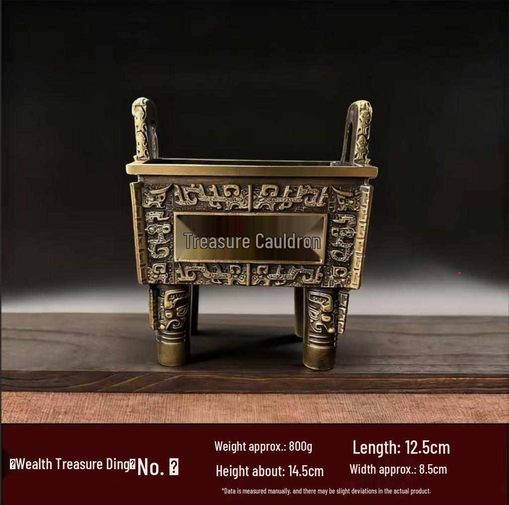 Brass and Copper Double Dragon Ding: Decorative Office & Home Ornament