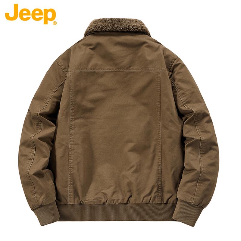 JEEP Men's Autumn/Winter Retro Solid Color Loose Lapel Jacket