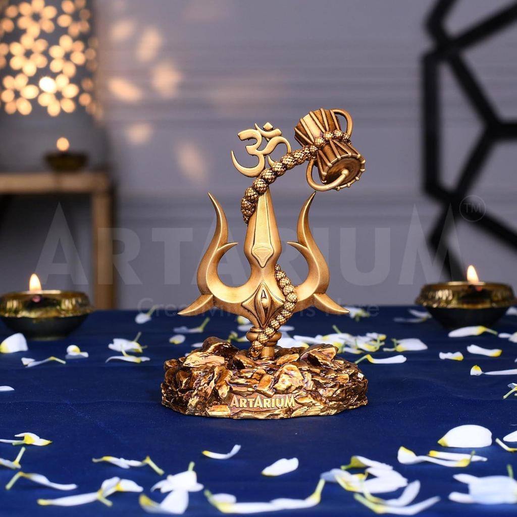 Trishul with Damru Traditional Trishul Damru Shiva Trishul Idol Decorative Showpiece for Car Dashboard Home Decor Pooja Room