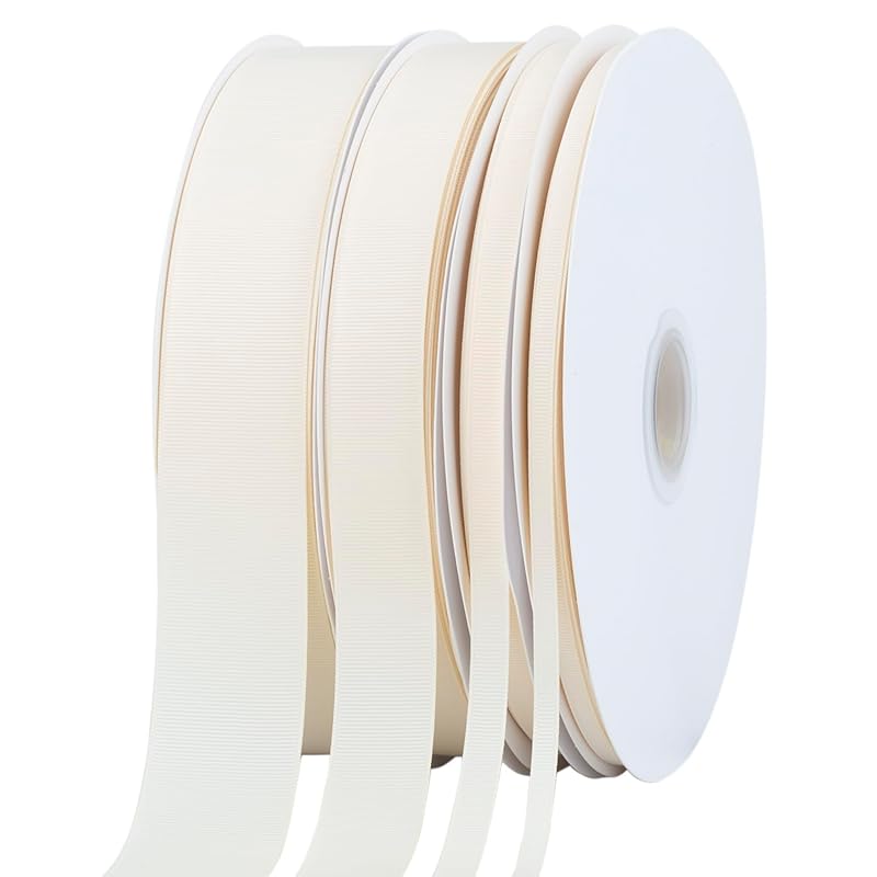 [Tekdeere]Width 38mm Solid Ivory Grosgrain Ribbon, Perfect for Gift Wrapping, Sewing, Hair Accessories, Wedding Decorations - 91m/roll