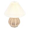 Fabric Lampshade Pleated Table Lamp Rattan Base Bedside Table Lamp Modern Nightstand Lamp  Reading