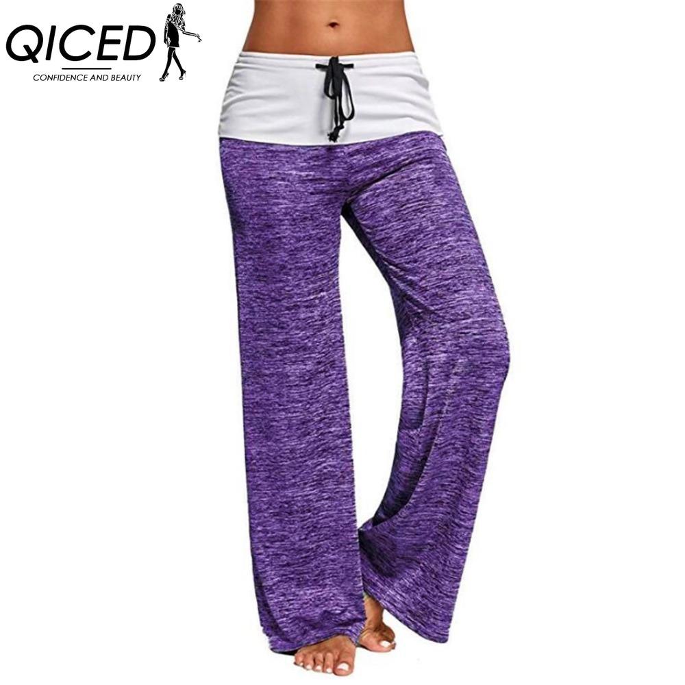 

QICED Женские модные повседневные брюки и капри с принтом однотонного цвета XXL фиолетовый