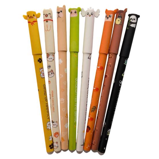 

Erasable Pens Cartoon Animal Gel Ink Smooth Pens 0.7mm Writing Pen for Adult Kids Writing 8pcs