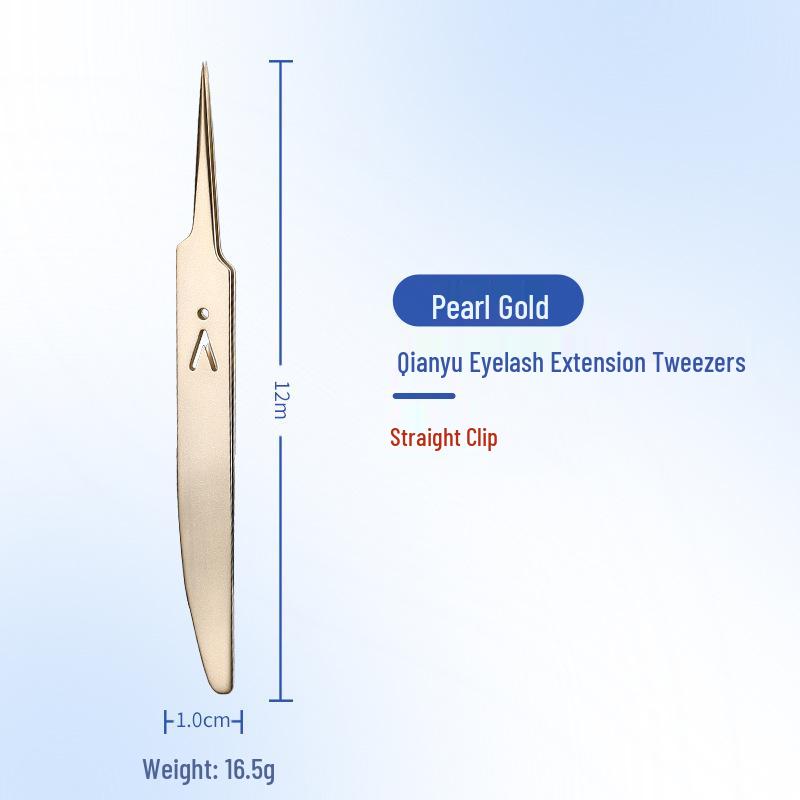 Gold Feather Stainless Steel Eyelash Tweezers Set - Heat-Treated Precision Beauty Tools