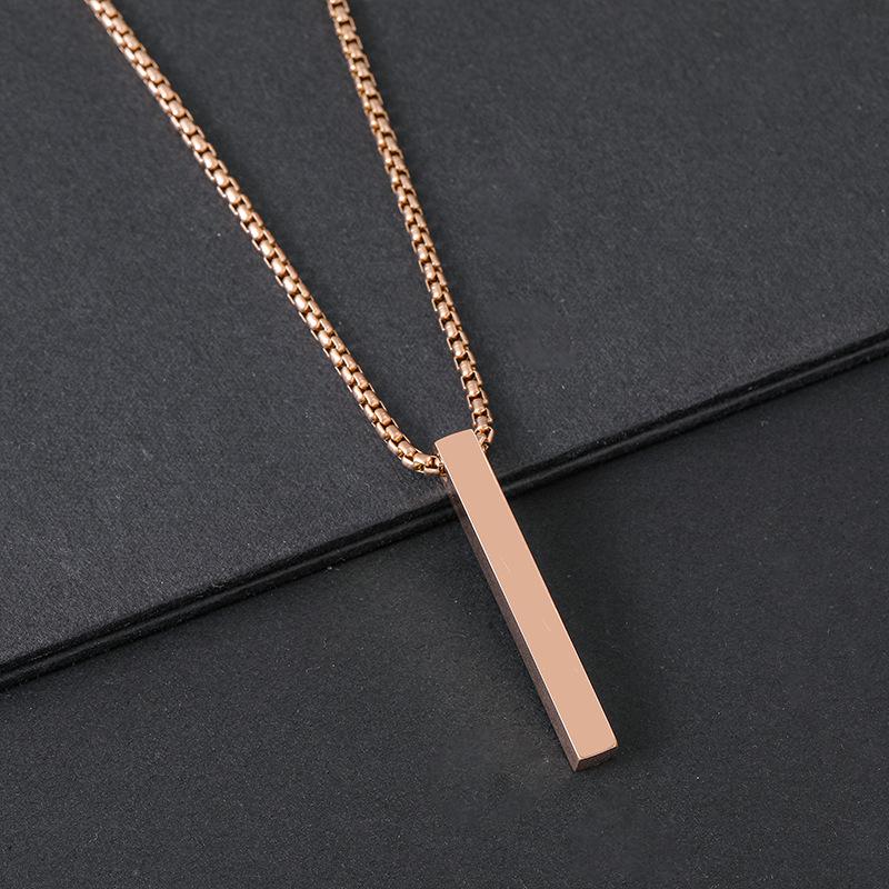 Engraved Stainless Steel Cubic Pillar Necklace – Festival Gift with Laser Color Printing