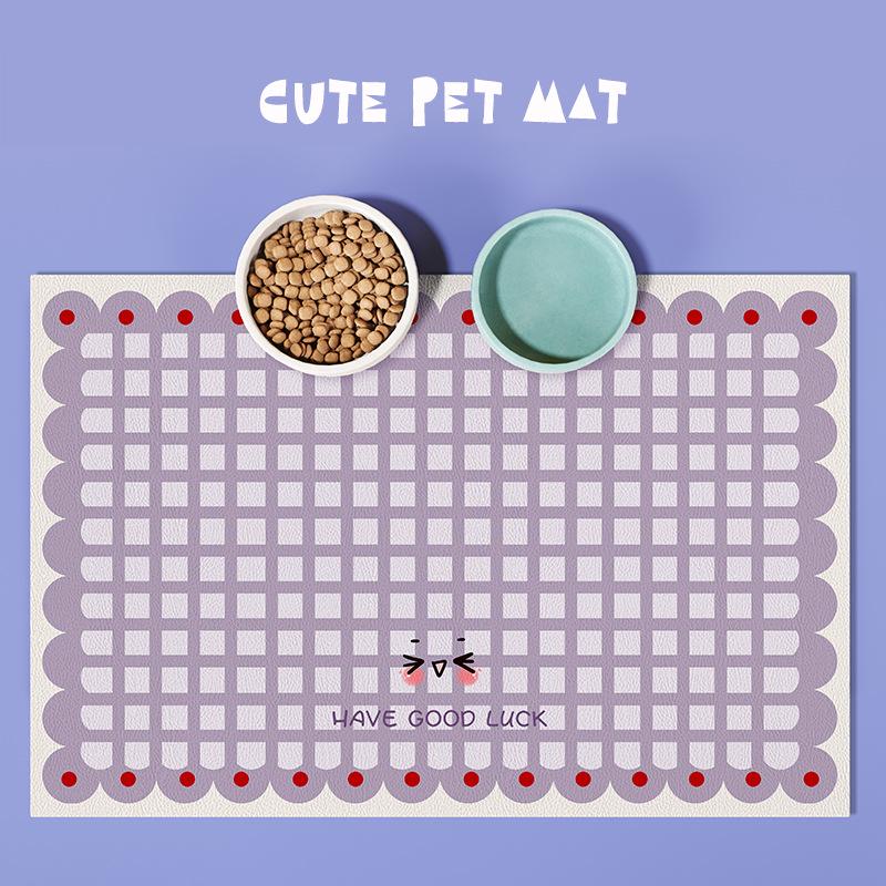 Cat & Dog Feeding Mat: Absorbent, Non-Slip Placemat - Easy Clean, Stain Resistant with Cartoon Design