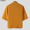 INCERUN Men Summer Lapel Neck Short Sleeve Buttons Casual Shirts Tops