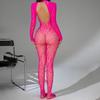 Body Jumpsuit Sexy Erotico da Donna Jacquard a Righe Reggicalze Cavallo Aperto Senza Schiena Rete Trasparente Tentazione Lingerie