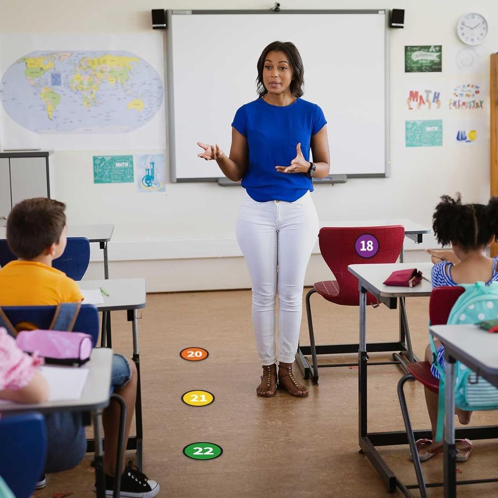 Floor Number Stickers for Classroom Lining up - 36PCS Line up Spots for Classroom Floor Stickers Dots Floors Numbers Decals for Back to School
