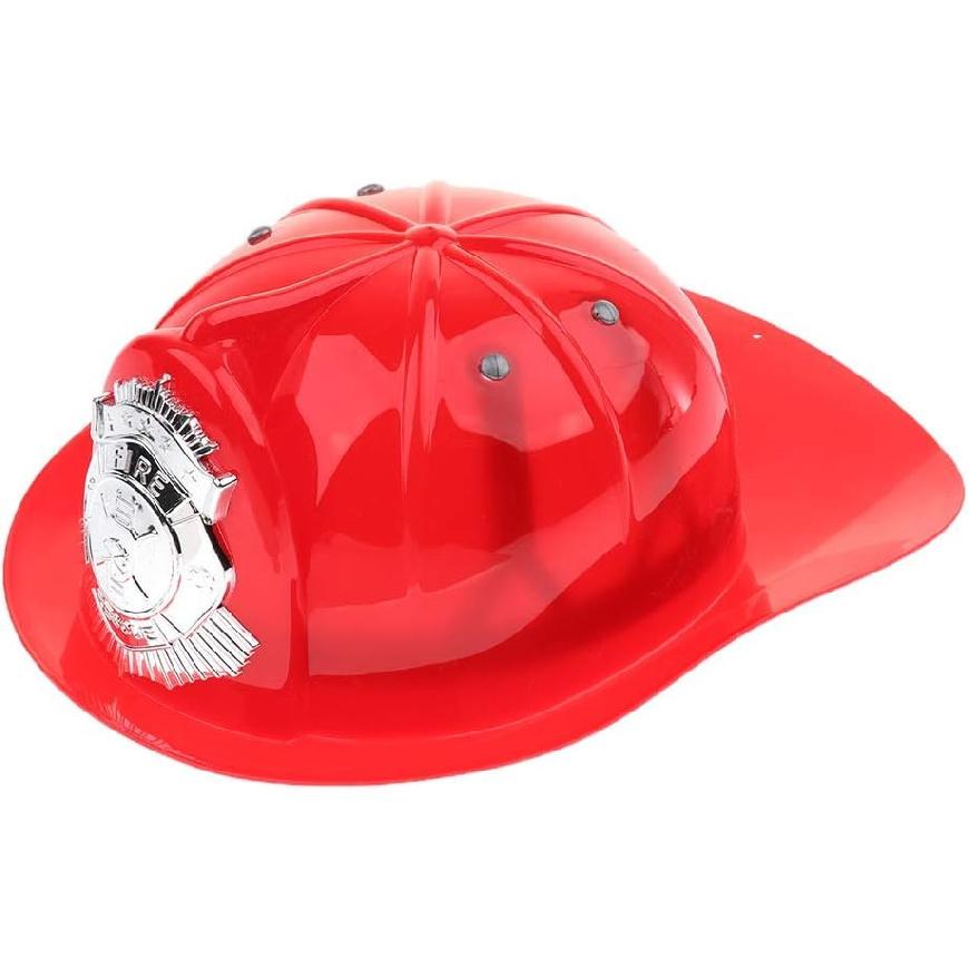 Firefighter Hat Helmet Fireman Party Dress Up Hat Kids Pretend Chief Hat Halloween Party Role Play Toy –Red