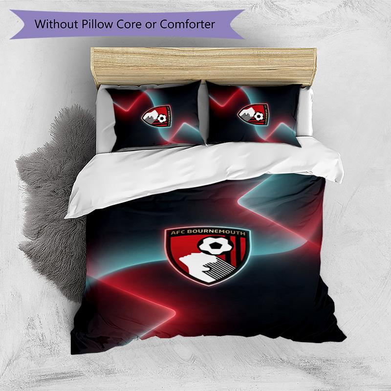 Set Lenzuola Stampato Calcio Bournemouth 3 Pezzi, Comodo Set Copripiumino per Camera da Letto Amico della Pelle