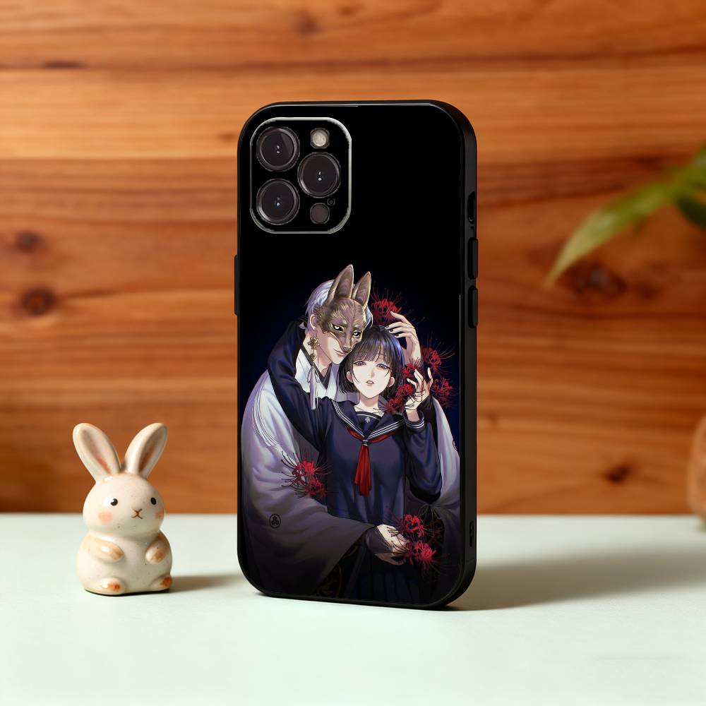 Mr. Masked Fox and the Female Student Phone Case For iPhone17,16,15,14,13,12,Plus,Pro Max, 5G Others Soft Black Cover