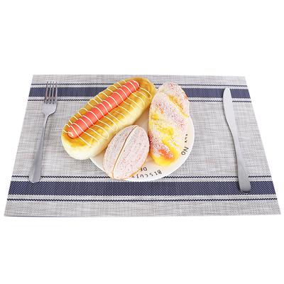 2Pcs Household Stripe‑Type PVC Tableware Pad Heat Insulation Placemat Table Mat Decoration(Blue )
