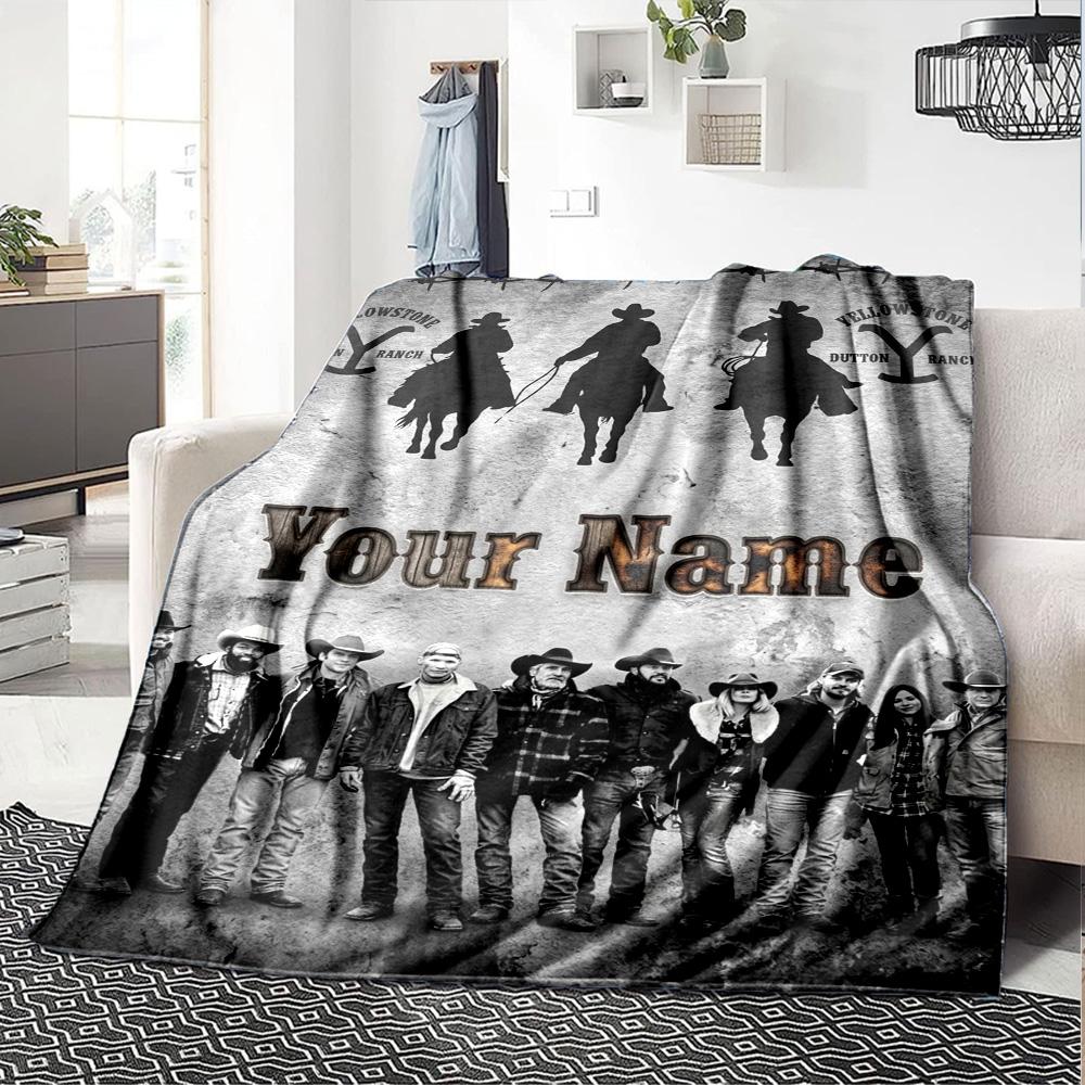 Name Custom Yellowstone Print Flannel Blanket High Quality Warm Comfortable Cover for All Seasons Perfect for Gifts Home Decor