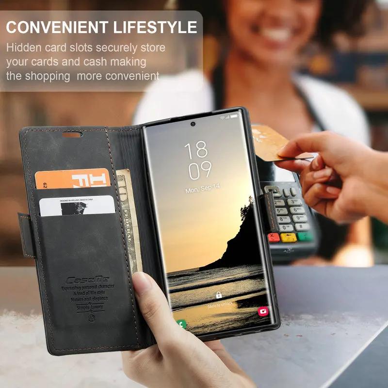 För Samsung Galaxy S25 Ultra 5G 2025 Lyxigt Fodral Läder Magnetisk Kortficka Samsung S25 Ultra Fodral Galxay S 25 Plus Fällbart Fodral