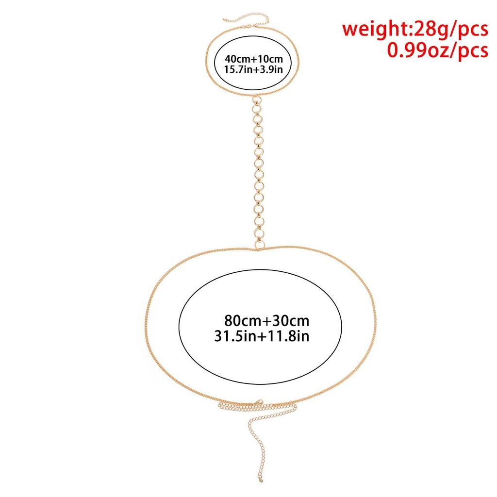 IngeSight.Z Sexy Geometric Cross Harness Bra Chest Chain for Women Simple Gold Color Bikini Chain Waist Belt Body Jewelry Party