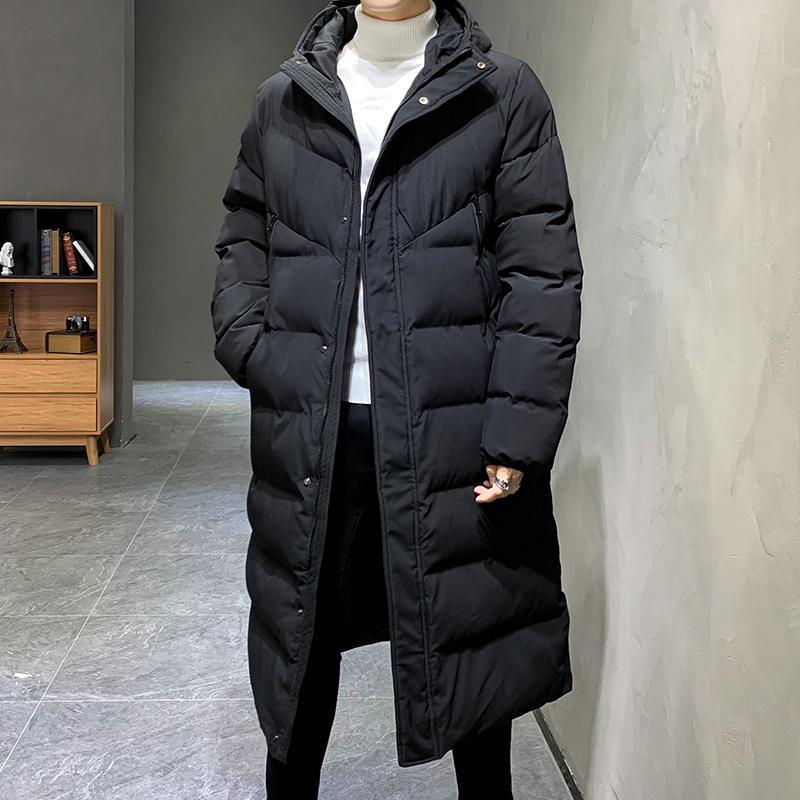 

Brand Hooded Casual Fashion Long Thicken Outwear Parkas Jacket Men Winter Windbreaker Coats Male Clothing Long Jacket XL чорний