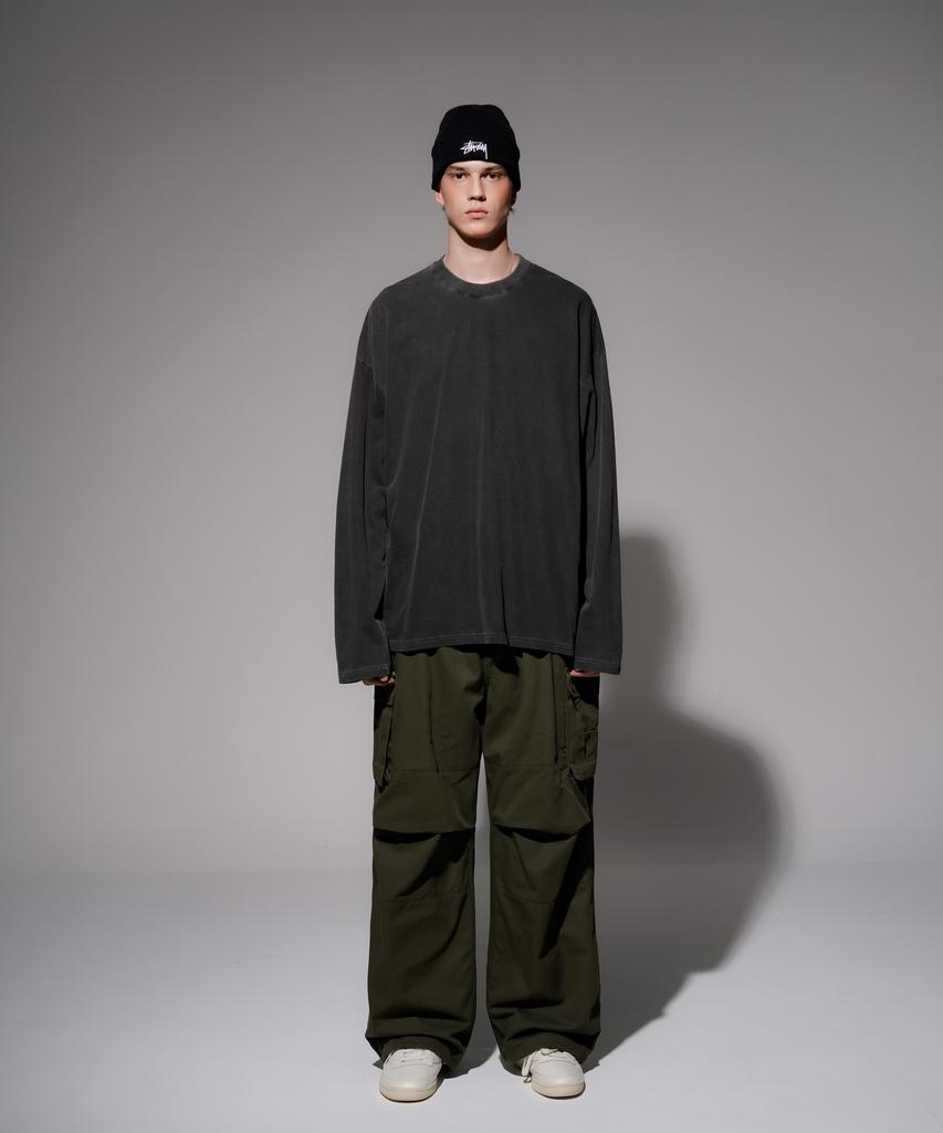 EZKATON New Season Pigment Long Sleeve T-Shirt Deep Gray Kmlt6811