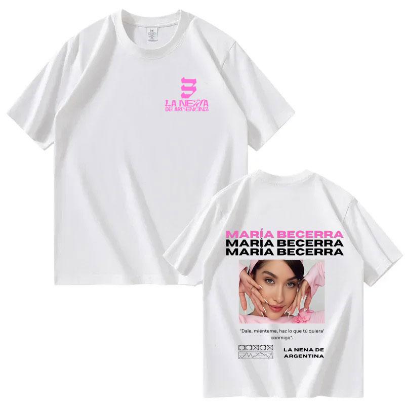 Singer Maria Becerra 2025 Tour Fashion Streetwear Oversized Tshrit Mens Womens Shortsleeved Tee Pop Aesthetic Casual Cozy Tops