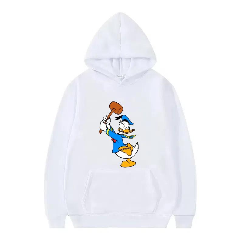 Disney Donald Duck Muster Damen Fleece Sportlich Locker Grau Herbst Oberteile Kleidung Pullover Damen Günstig Y2k Hoodies Herren Sweatshirts