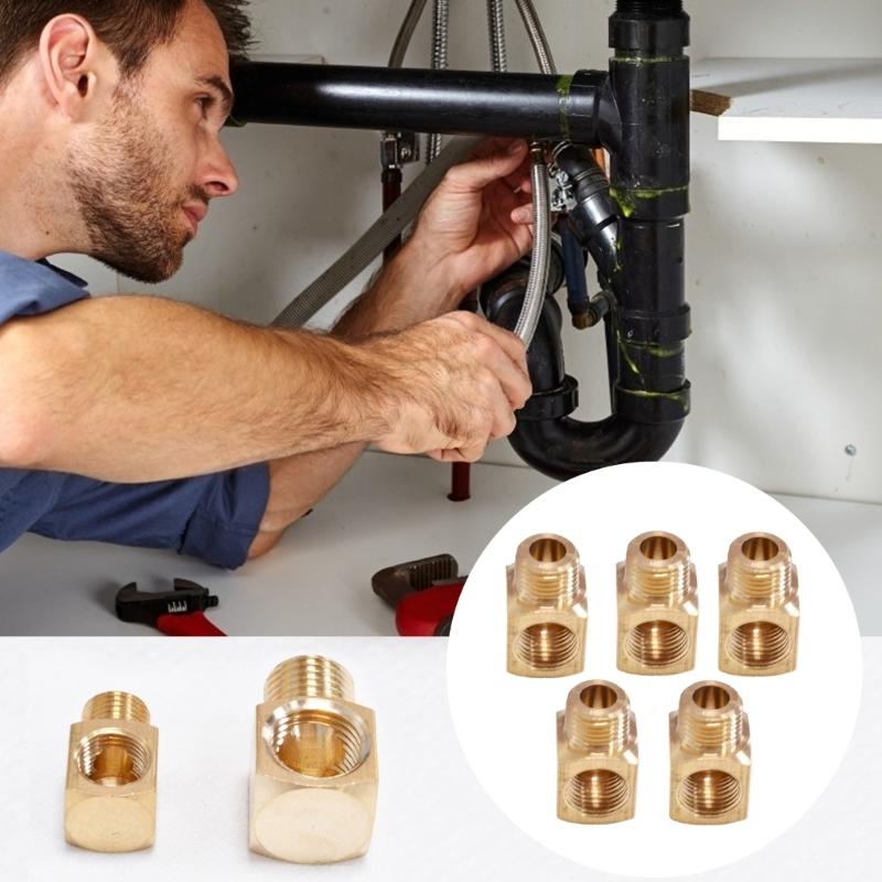Essential Set Of 5 Brass Plumbing Fittings Brass Pipe Adapters Heavy Duty Pipe Connectors for Secure Pipe Connection