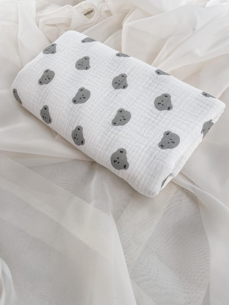 Muslin Fitted Sheet for a Crib 120*60 (ash Teddy Bears)