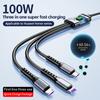 3 In 1 100w Transparent Fast Charging Cable Type C Usb Micro For Iphone Samsung Huawei Xiaomi Pilot Lamp Charger Usb C