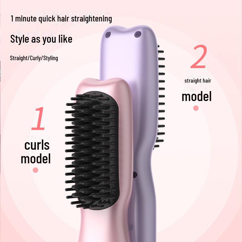Portable Mini Ionic Hair Styler: Wireless Straightening & Curling Comb