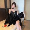 Sexy pajamas women's golden velvet with chest pad suspender nightgown nightgown ironing silver starry sky Korean velvet loungewear available