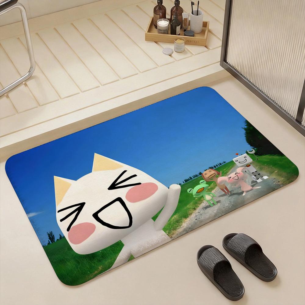 Inoue Toro Cute Cat Floor Mat Eco Flannel Doormat Non Slip Odorless Indoor Floor Rug Soft Short Plush Home Mat