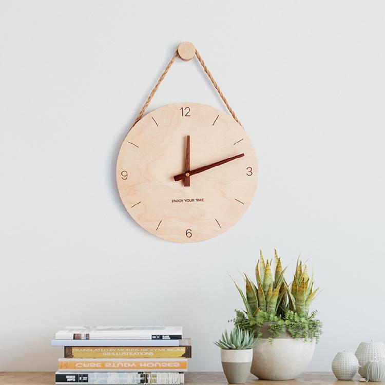 Simple Design Wooden Nordic Sling Wall Clock for Creative Home Living Room Decor