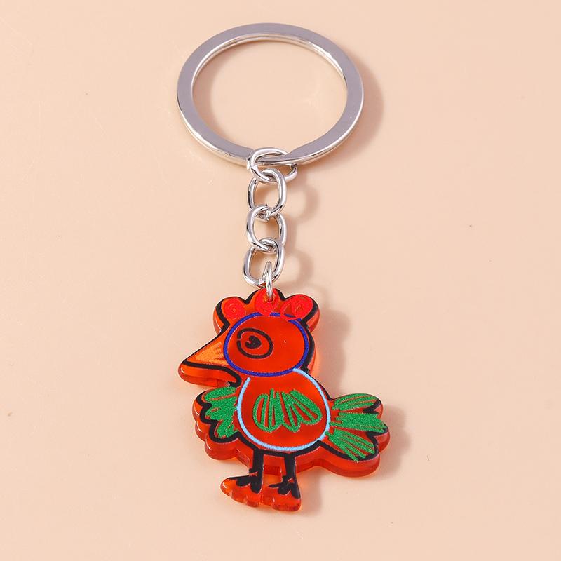 Cute Resin Animal Dinosaur Keychain Turkey Key Ring Pendants for Car Key Holder Women Girls Handbag Decor DIY Key Chain Gift