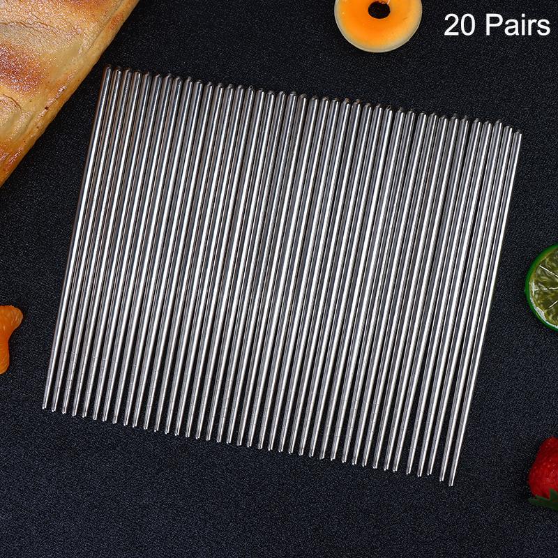 Stainless Steel Chopsticks Reusable Household Round Metal Chop Sticks Japanese Sushi Food Stick Kitchen Tableware Cutlery