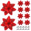 10Pcs with Clips Artificial Flowers for Christmas Tree Christmas Fake Flowers Pendant  Home Decor