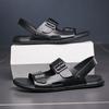 New Men Slippers Genuine Leather Men's Summer Shoes Man Fashion Casual Comfortable Black Flip-flops Sandals Male Adult Sneakers