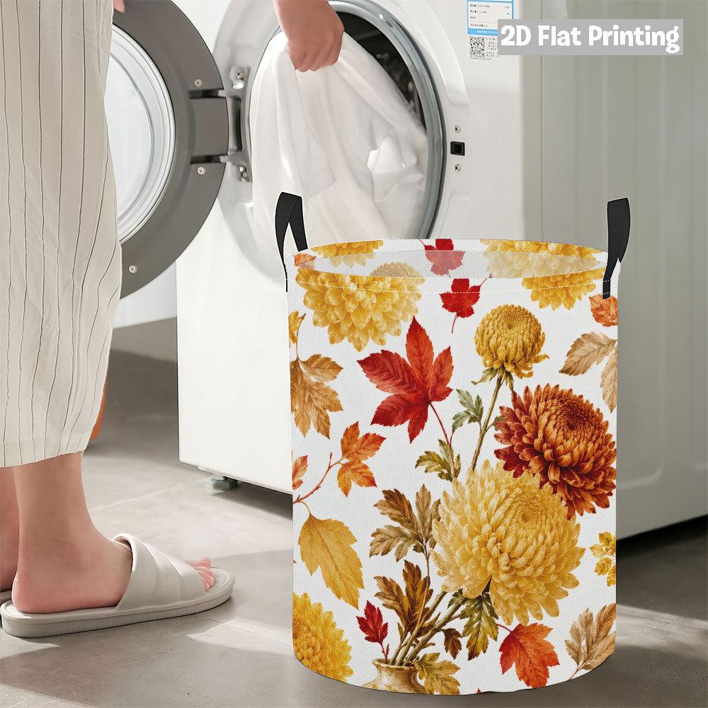 Collapsible Laundry Basket Large Round Waterproof Fabric Hamper Dirty Clothes Storage Bin Toy Organizer with Handles