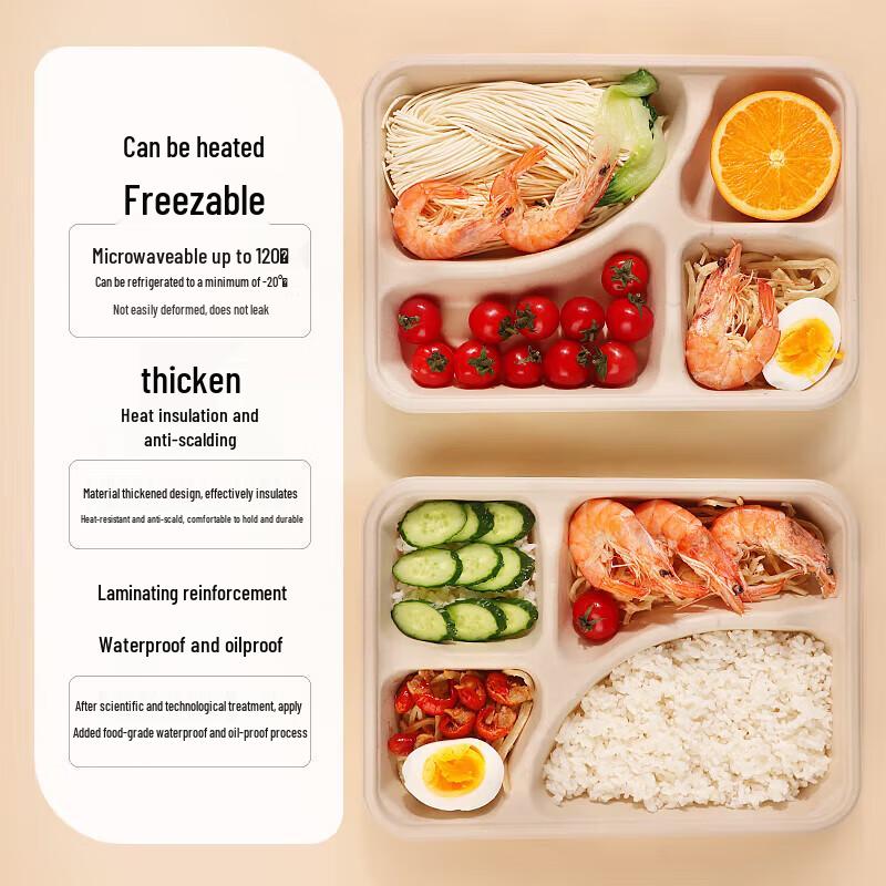 Youhe Youmi Biologisch abbaubare 4-Fach-Mahlzeitenboxen mit Deckeln