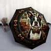 Dapper Dog pattern umbrella, portable and foldable design, 8 ribs, a casual accessory for Halloween, Christmas, and birthday gifts.