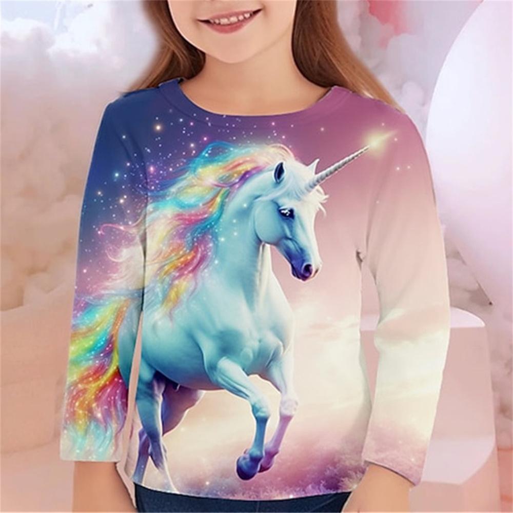 Haine Fete Tricouri cu Grafică Cale Copii Top cu Mânecă Lungă 2024 Fete Vară Copil Bebeluș Tricou Îmbrăcăminte Copii Tricouri Fete