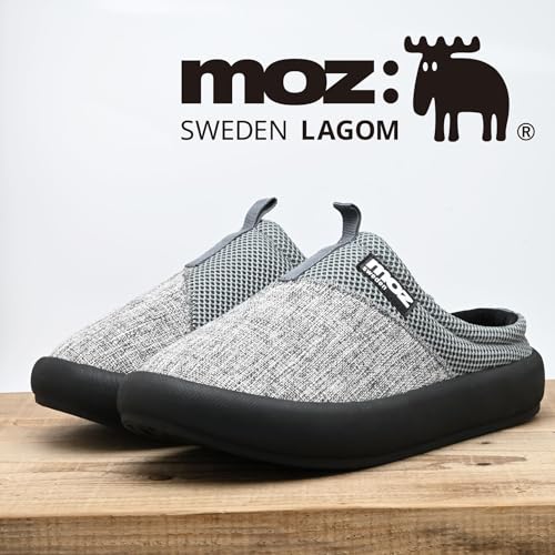 Mozu Men's Lightweight Slide Sandals with Cotton Blend Insoles and Clogs, Perfect for Indoor and Outdoor Wear, Gray Plain Weave and Mesh Combination (