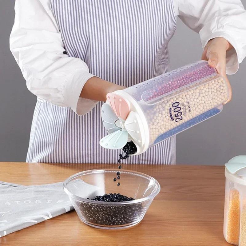 Küchenaufbewahrungsbox Transparent Mehrkorn-Aufbewahrungsbehälter Spaghetti Müsli Separater Spender Organizer Behälter Küchenhelfer