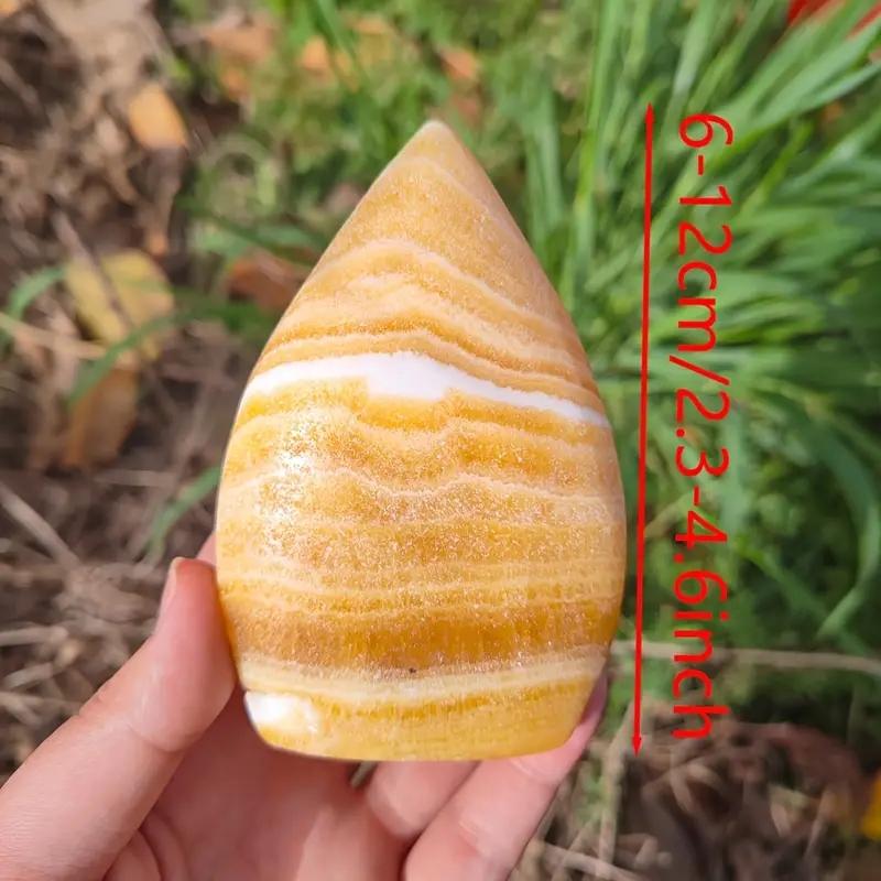 

1pc Yellow Calcite Crystal Ornament Natural Flame Freeform Polished Stone for Home Decor Crystal Home Decor