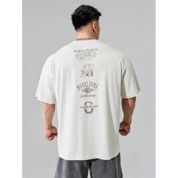 Мужская футболка для фитнеса с короткими рукавами и круглым вырезом, летняя свободная хлопковая футболка для спортзала XXL