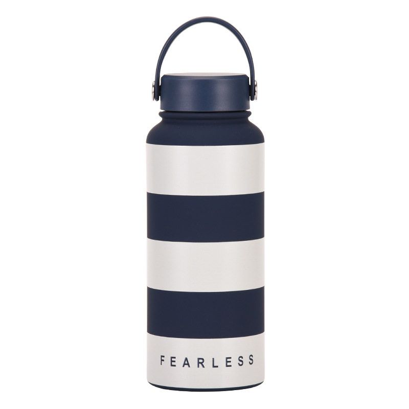 2025 New Model 1L Large Capacity Thermos Cup with Wide Mouth, Portable Handle, Sports Water Bottle, Outdoor Printed Water Cup for Women
