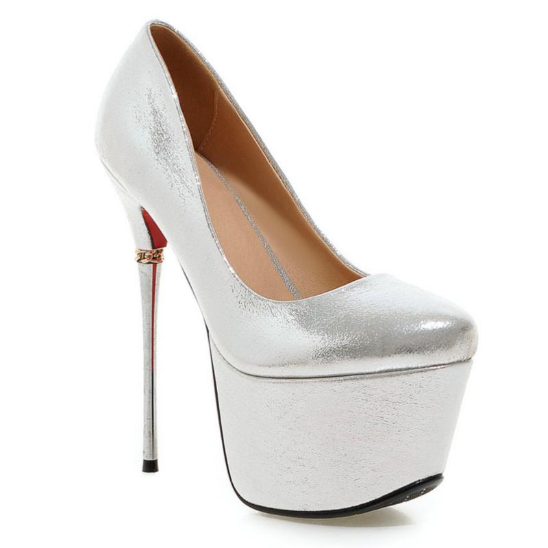 

Сексуальные 16 см Туфли на ультравысоком каблуке Платформа Роскошные Золотые Серебряные Красные Черные Женские Туфли-лодочки на каблуке Стилет Свадебные Вечерние Туфли Женские 39