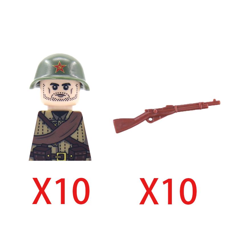 Military Soldier Building Block Figure British US Snow Camouflage Troop MP40 M1A1 Motorcycle Accessories Toys Gift Brick Z02