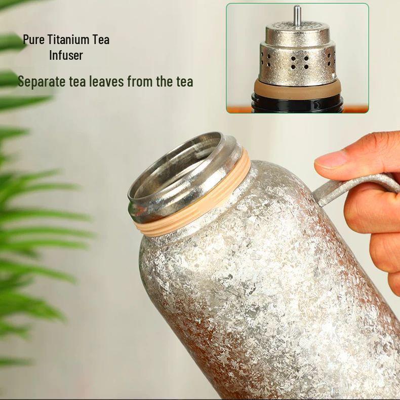 Premium Pure Titanium Double-Layer Insulated Tea Stewing Pot with Alloy Liner - Large Capacity Household Heirloom Flask