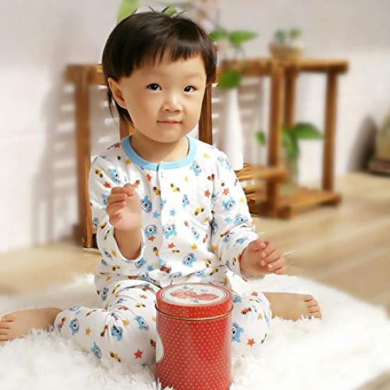 Baby Thick Belly Warmer Top and Bottoms Front Long Bear 90cm Pajamas, Set, Opening, Spring/Autumn/Winter, Sleeves, Boys' All-Over Print, Gift, Print,