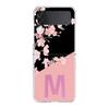 Pink Letter Flower Phone Case For Samsung Galaxy Z Flip 3 4 5 Hard Folding Clear PC Bumper For Samsung Z Flip3 Transparent Cover