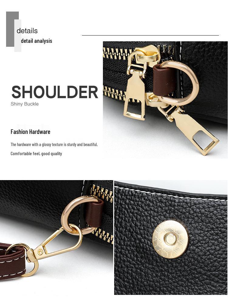 2025 Trendy Mykt Skinn Enkel Skulder Crossbody Telefonveske for Kvinner – Allsidig Europeisk & Amerikansk Stil